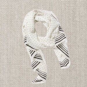 Black and White Striped Polka Dot Scarf